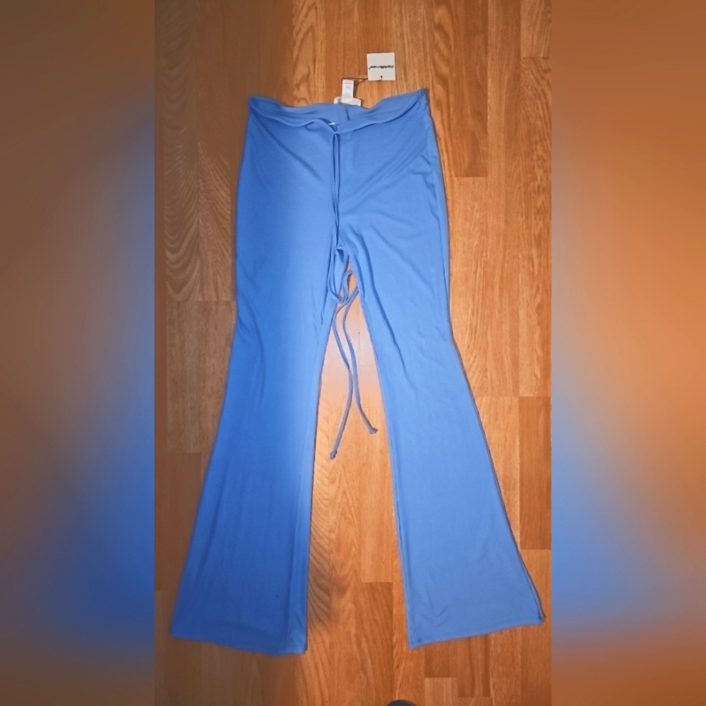 Sky blue ribbed bell bottoms